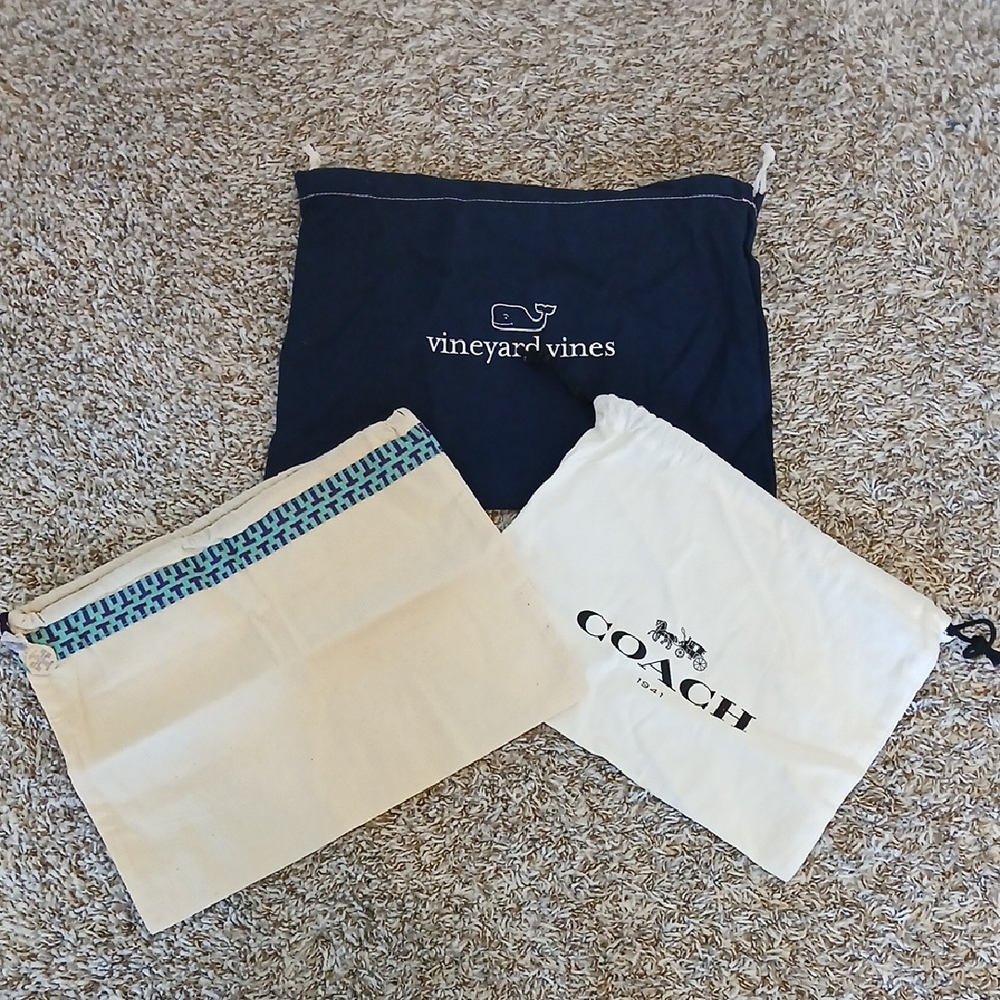 Designer Dust Bag Lot Tory Burch, Vineyard Vines, Coach VGUC